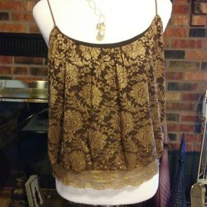 Express Gold Lace and Brown Camisole
